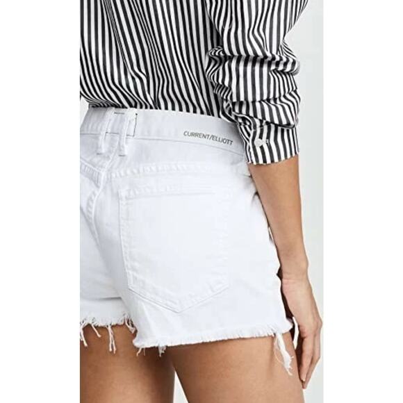 Current/Elliott The Boyfriend Denim Shorts Size 28 White High Rise Raw Hem - Picture 3 of 11